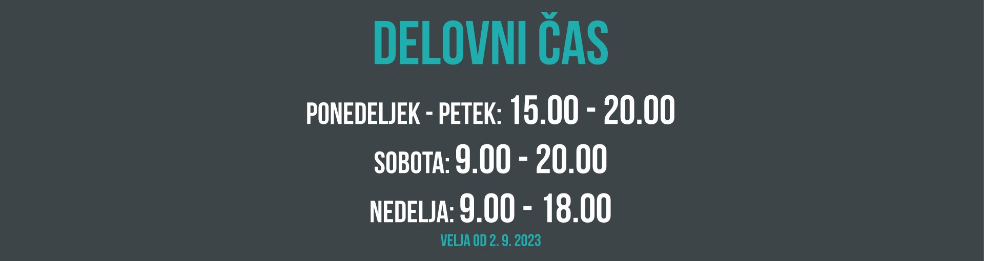 Sprememnjen delovni čas - september 2023